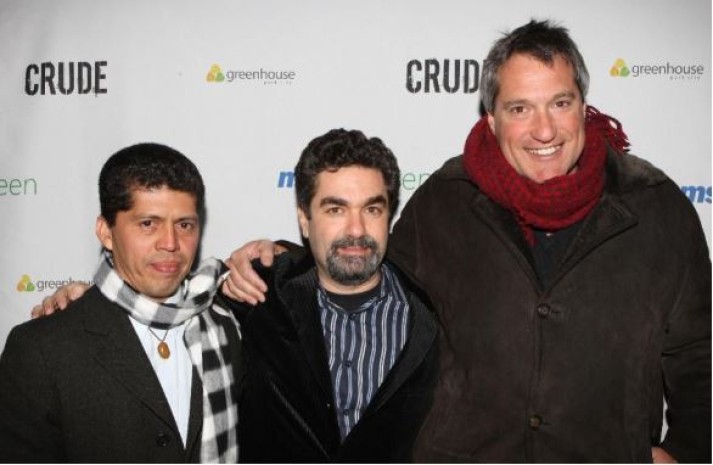 In happier days, Ecuadorean Attorney Pablo Fajardo, filmmaker Joe Berlinger and then-attorney Steven Donziger attend the Sundance Greenhouse after-party for the film Crude, Sunday, Jan. 18, 2009 in Park City, Utah. (AP Photo/Shea Walsh) ASSOCIATED PRESS