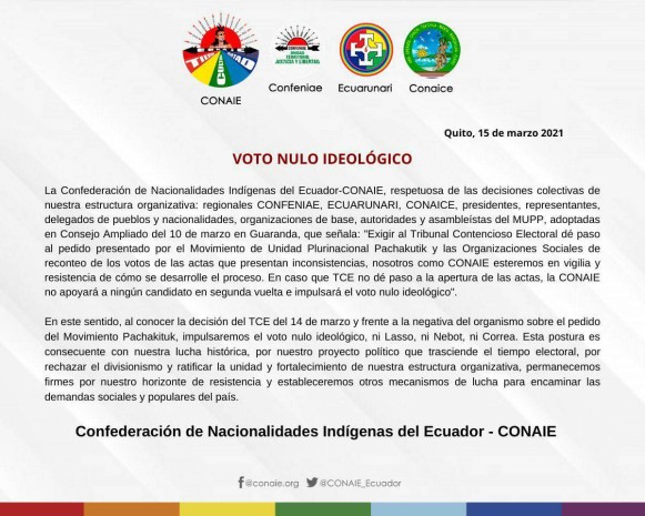 La Conaie impulsará el voto nulo ideológico / Foto EFE