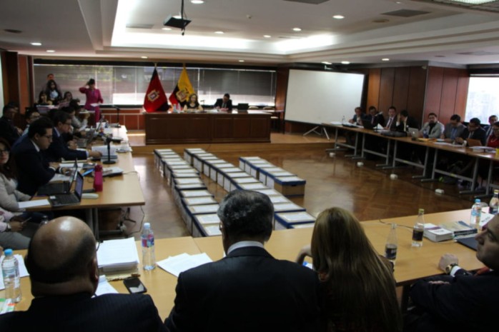 La jueza Daniella Camacho presidió la audiencia de evaluación y preparatoria de juicio del caso Sobornos 2012 - 2016, efectuada el 17 de octubre de 2019, en la Corte Nacional de Justicia.  Foto: Primicias
