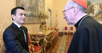 En su visita al Vaticano, Noboa conversó con el secretario de Estado, Pietro Parolin / Foto: cortesía Presidencia