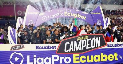 Los jugadores de Liga festejaron en el estadio Banco de Guayaquil / Foto: cortesía Liga