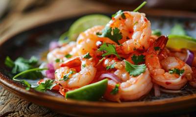 El ceviche de camarón es famoso en Ecuador por su frescura y sabor incomparable. Los camarones utilizados en esta receta son capturados en las aguas del océano Pacífico, y su calidad es reconocida a nivel mundial./ Foto: Archivo