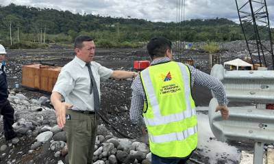 Los trabajos en el puente sobre el río Upano serán entregados en abril 2024/ Foto: cortesía Gobernación Morona Santiago