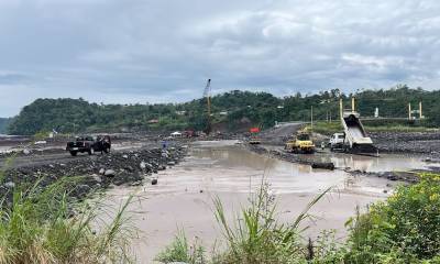 El río Upano se desbordó la tarde de ayer/ Foto: cortesía MTOP