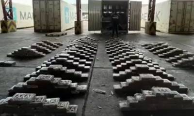 La policía halló 559 kilos de cocaína en el doble fondo de un contenedor que iba a ser embarcado en el puerto de Machala con destino a Bélgica / Foto: cortesía