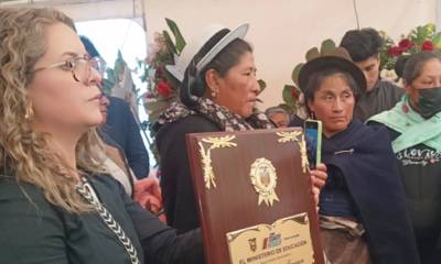 El homenaje a Baltazar Ushca tuvo lugar en la comunidad de Pulinguí, Chimborazo / Foto: cortesía Ministerio de Educación