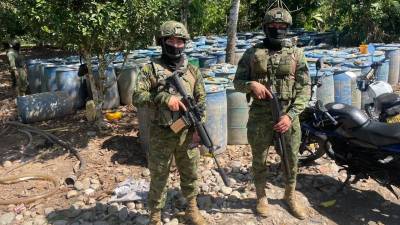 Cinco personas fueron aprehendidas, entre ellas dos ciudadanos colombianos y uno venezolano / Foto: cortesía Fuerzas Armadas