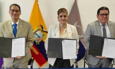 El convenio tripartito se firmó ayer en Quito / Foto: cortesía Ministerio del Interior