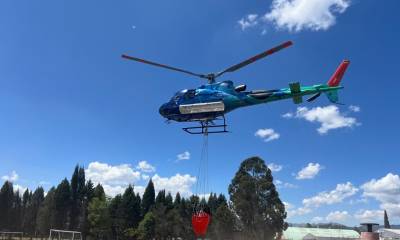 Solaris Resources puso a disposición un helicóptero que realizó aproximadamente 60 descargas aéreas / Foto: cortesía Cámara de Minería del Ecuador