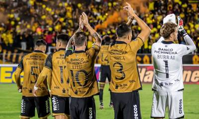 Los jugadores de Barcelona festejaron el triunfo en el estadio Atahualpa / Foto: cortesía Barcelona