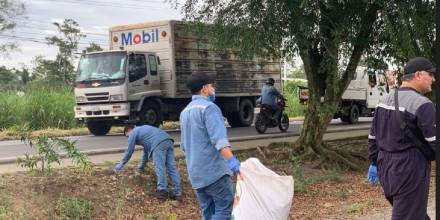 En la vía Sacha-Lago Agrio se recolectó plásticos