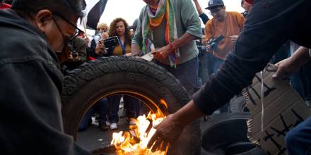 Sindicatos, indígenas y estudiantes protestaron contra Noboa