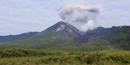 Volcán Reventador emana columnas de vapor y ceniza hasta de 1 000 metros