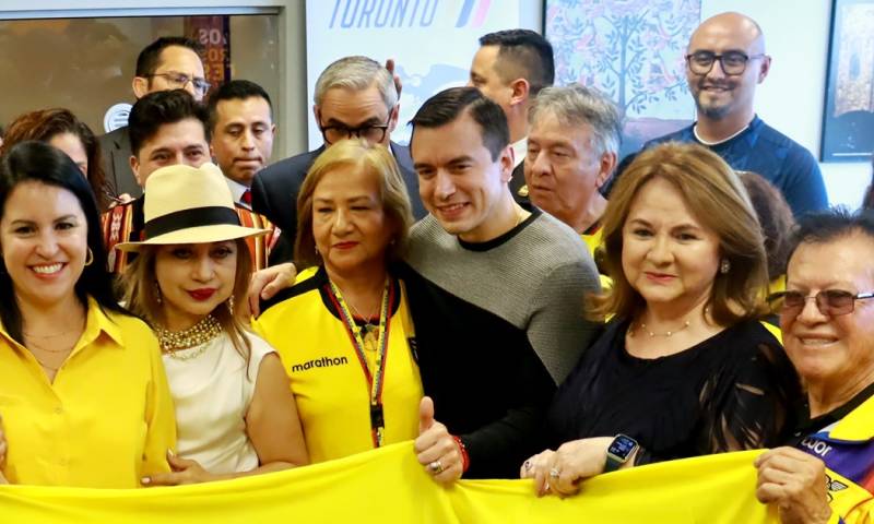 La reunión del presidente Daniel Noboa con los migrantes ecuatorianos se llevó a cabo en Toronto / Foto: cortesía Presidencia