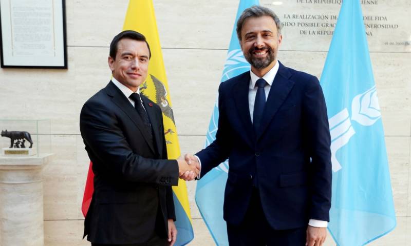  Noboa se reunió con el presidente del FIDA, Álvaro Lario / Foto: cortesía Presidencia 