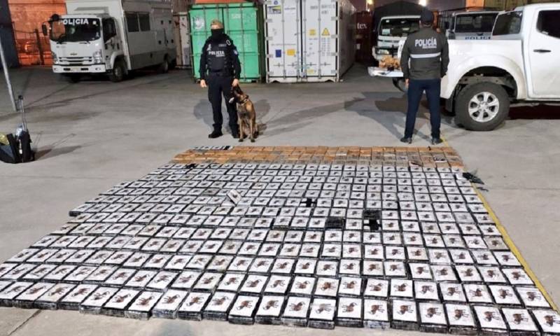 La droga fue hallada al inspeccionar un contenedor en uno de los terminales portuarios de Guayaquil / Foto: cortesía Policía Nacional