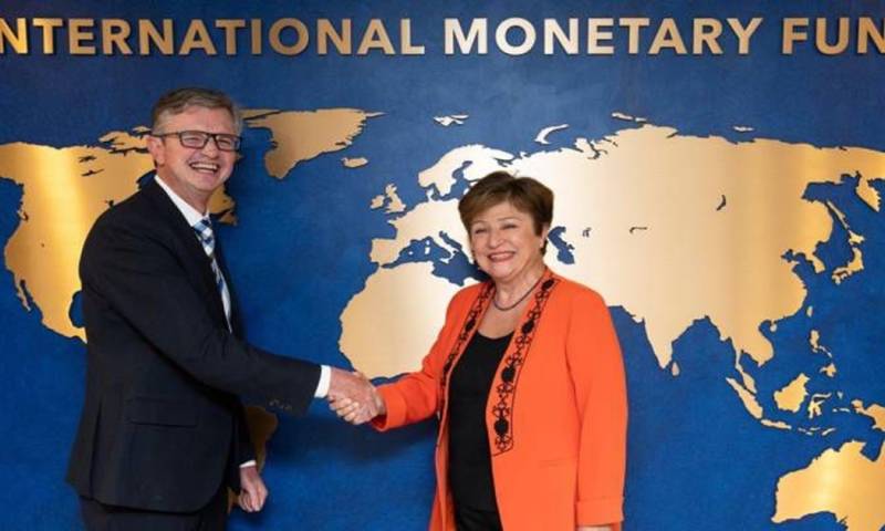  Juan Carlos Vega, ministro de Finanzas, se reunió con Kristalina Georgieva, directora gerente del FMI / Foto: cortesía Ministerio de Finanzas