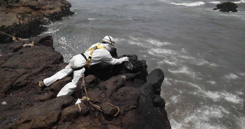 El derrame se produjo en diciembre pasado y afectó al menos a cuatro playas del distrito de Lobitos, donde se registraron cangrejos, caballitos de mar y aves cubiertos de crudo/ Foto: cortesía EFE