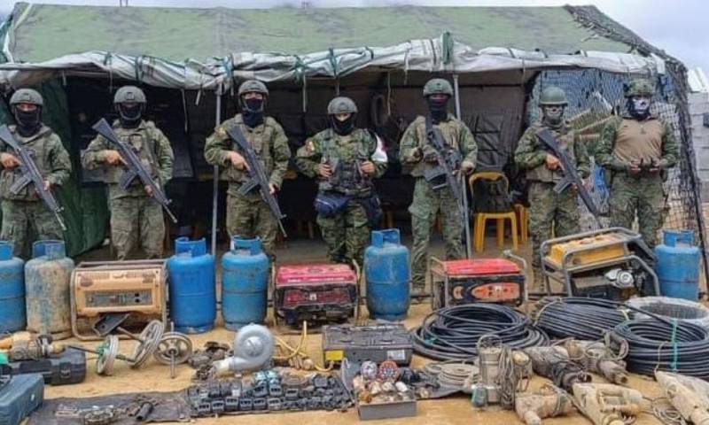 Las Fuerzas Armadas localizaron un frente minero en Urcuquí, provincia de Imbabura / Foto: cortesía Fuerzas Armadas