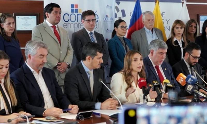 La rueda de prensa del Comité Empresarial Ecuatoriano se llevó a cabo hoy / Foto: cortesía CEE